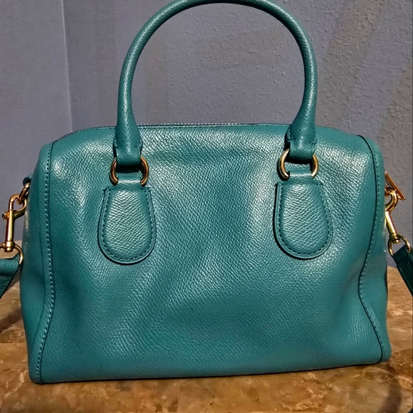 Coach Bennett Teal Pebbled Leather Crossbody Satchel - Picture 4 of 11